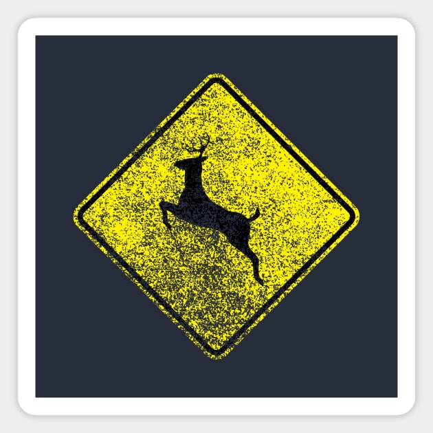 Deer Xing Sign (distressed) Magnet by GloopTrekker